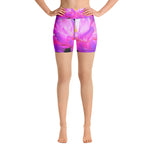 Yoga Shorts, Stunning Pink and Purple Cactus Dahlia