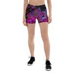 Spandex Shorts, Psychedelic Hot Pink and Black Garden Sunrise