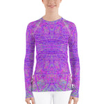 Women's Rash Guard, Hot Pink and Purple Abstract Branch Pattern