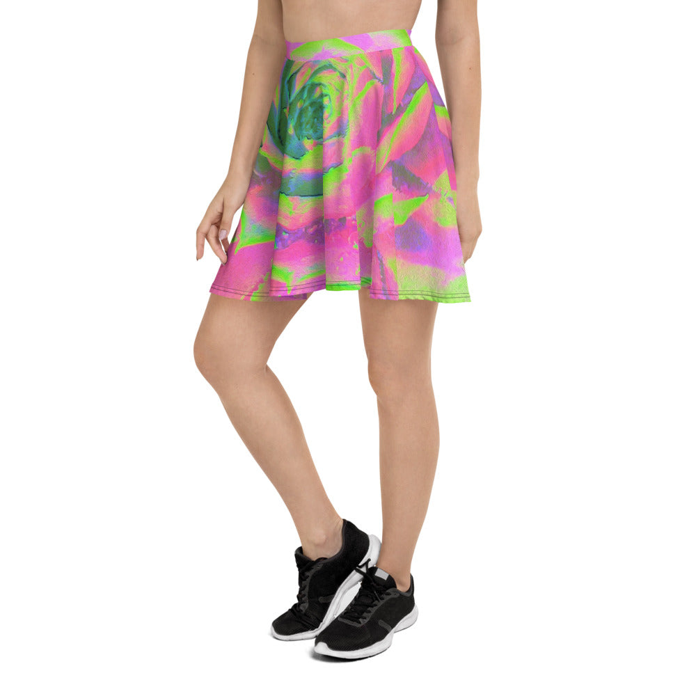 Skater Skirts, Lime Green and Pink Succulent Sedum Rosette