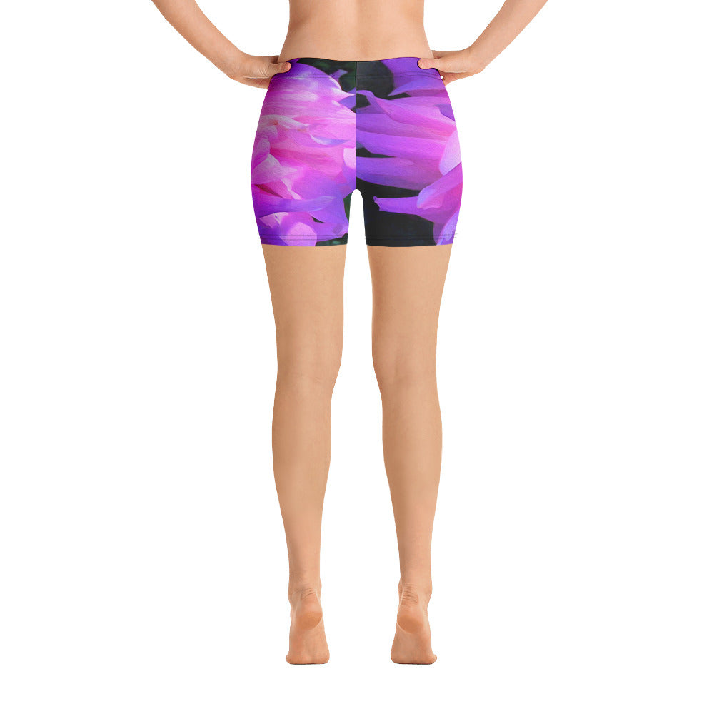 Spandex Shorts, Stunning Pink and Purple Cactus Dahlia