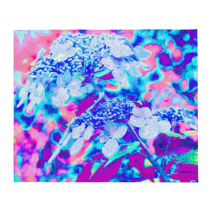 Throw Blanket, Psychedelic Light Blue Twist and Shout Hydrangea