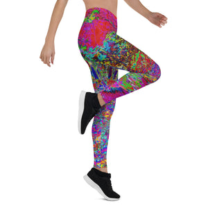 Leggings for Women, Psychedelic Impressionistic Garden Landscape