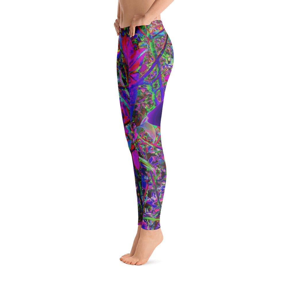 Leggings for Women, Psychedelic Abstract Rainbow Colors Lily Garden