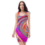 Bodycon Dresses, Colorful Rainbow Swirl Retro Abstract Design