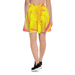 Skater Skirts, Yellow Sunflower on a Psychedelic Swirl