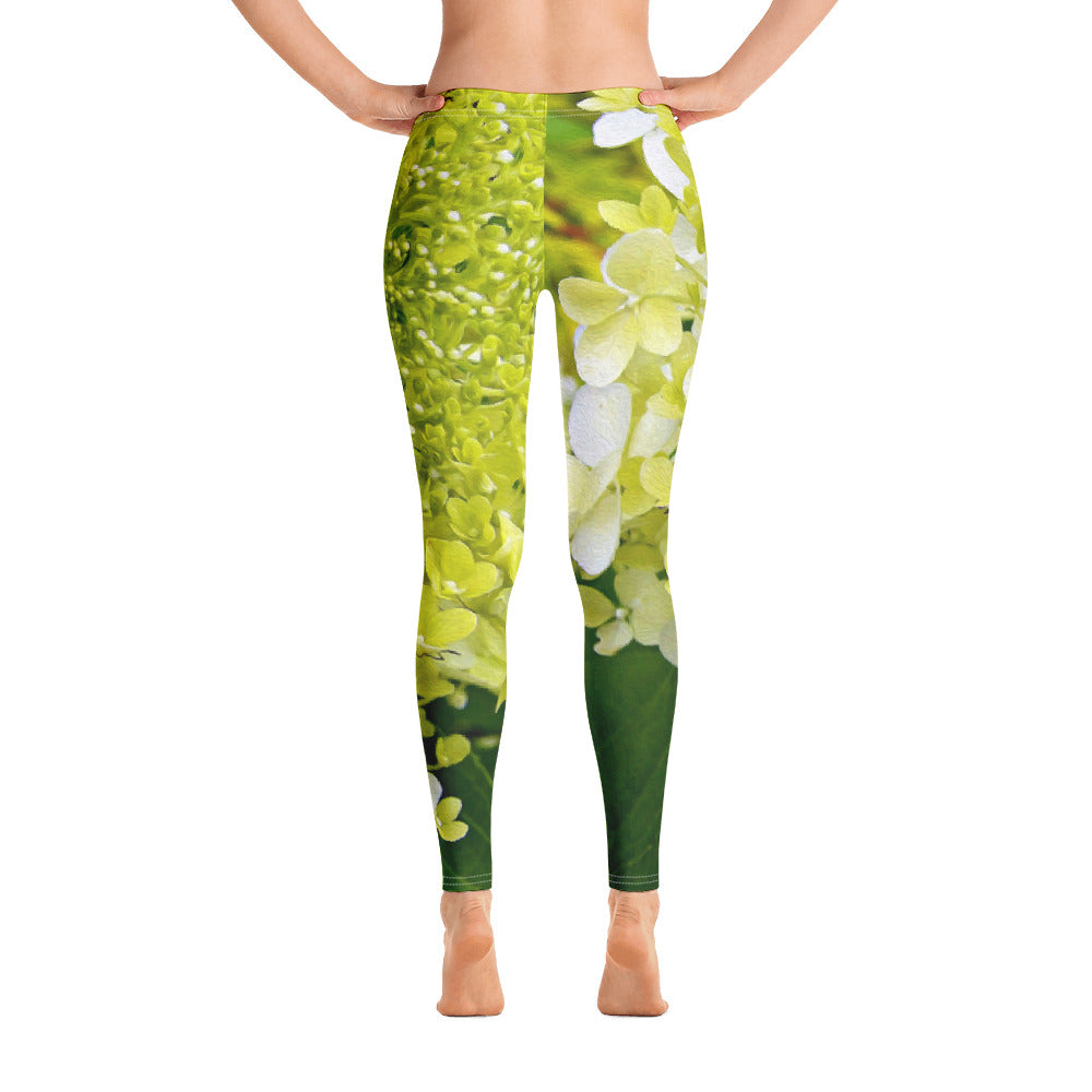 Leggings for Women, Elegant Chartreuse Green Limelight Hydrangea