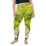 Plus Size Leggings, Elegant Chartreuse Green Limelight Hydrangea