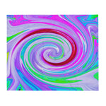 Throw Blankets, Groovy Abstract Red Swirl on Purple and Pink