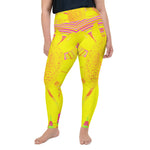 Plus Size Leggings, Yellow Sunflower on a Psychedelic Swirl
