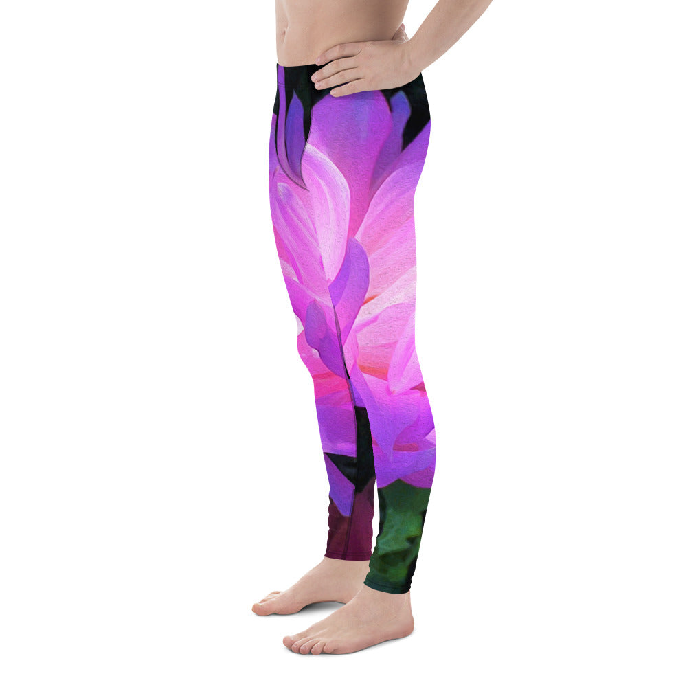 Men's Leggings, Stunning Pink and Purple Cactus Dahlia