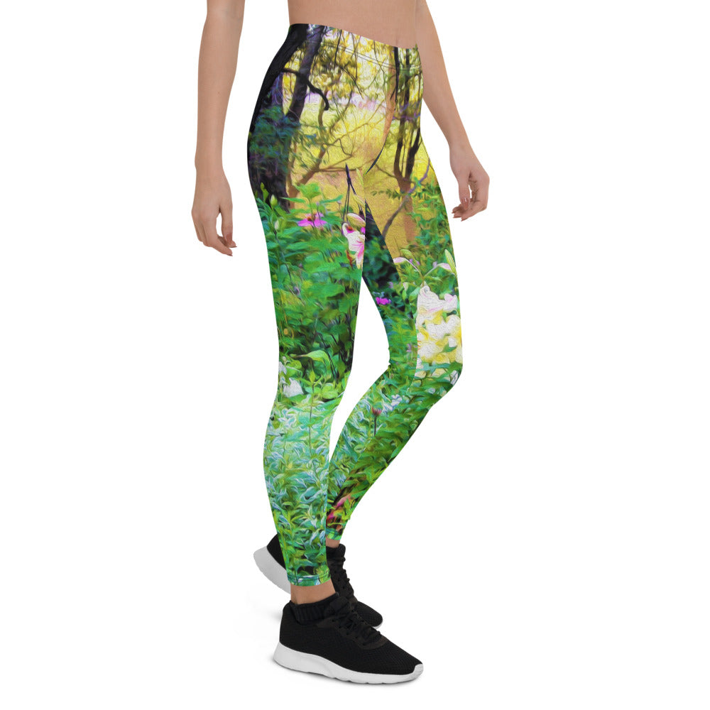 Leggings for Women, Bright Sunrise with Tree Lilies in My Rubio Garden