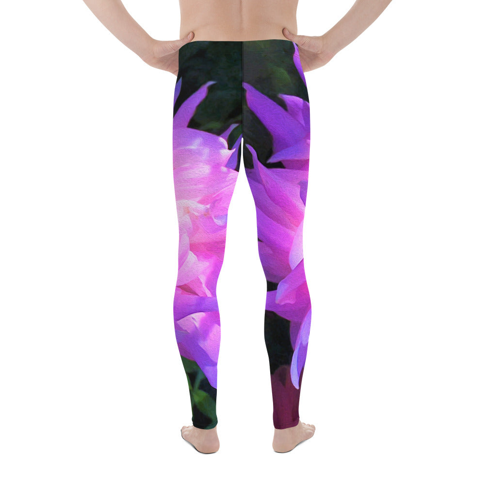 Men's Leggings, Stunning Pink and Purple Cactus Dahlia