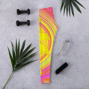 Leggings for Women, Yellow Sunflower on a Psychedelic Swirl