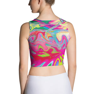 Cropped Tank Top, Colorful Flower Garden Abstract Collage