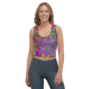 Cropped Tank Top, Psychedelic Impressionistic Garden Landscape