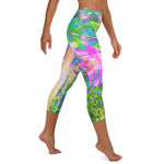 Capri Yoga Leggings, Abstract Oriental Lilies in My Rubio Garden