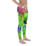 Men's Leggings, Green Spring Garden Landscape with Peonies