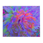 Throw Blankets, Elegant Psychedelic Decorative Dahlia Flower