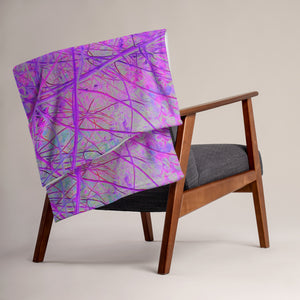 Throw Blankets, Hot Pink and Purple Abstract Branch Pattern