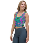 Cropped Tank Tops, Psychedelic Magenta, Aqua and Lime Green Dahlia
