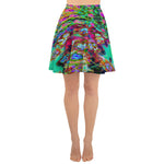 Skater Skirt, Psychedelic Abstract Groovy Purple Sedum