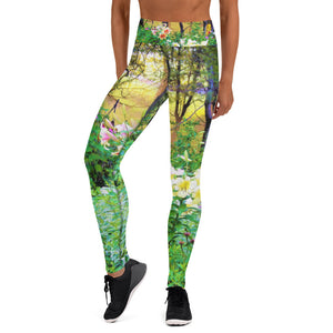 Yoga Leggings for Women, Bright Sunrise with Tree Lilies in My Rubio Garden
