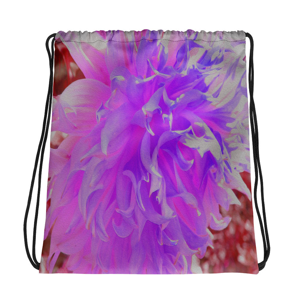 Drawstring Bags, Elegant Ultra-Violet Decorative Dahlia Flower