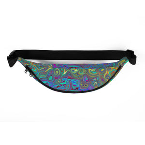 Fanny Packs, Trippy Magenta and Blue Abstract Retro Swirl