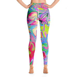 Yoga Leggings for Women, Colorful Flower Garden Abstract Collage