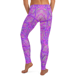 Leggings for Women, Hot Pink and Purple Abstract Branch Pattern