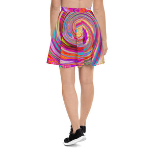 Skater Skirts, Colorful Rainbow Swirl Retro Abstract Design