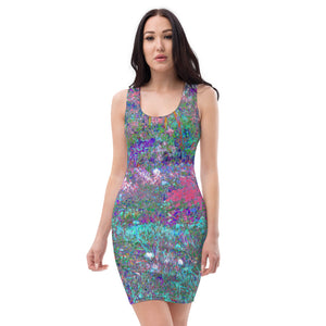 Bodycon Dresses, My Rubio Garden Landscape in Blue and Berry