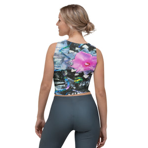 Cropped Tank Tops, Pink Hibiscus Black and White Landscape Collage