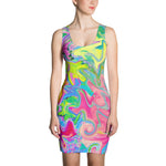 Bodycon Dress, Colorful Flower Garden Abstract Collage