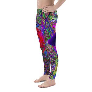 Men's Leggings, Psychedelic Abstract Rainbow Colors Lily Garden