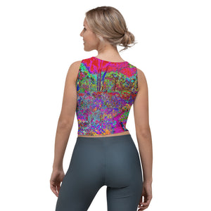 Cropped Tank Top, Psychedelic Impressionistic Garden Landscape