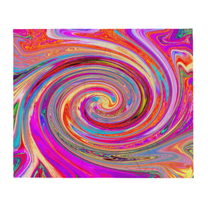 Throw Blankets, Colorful Rainbow Swirl Retro Abstract Design
