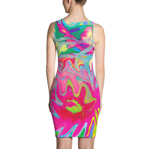 Bodycon Dress, Colorful Flower Garden Abstract Collage