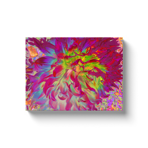 Canvas Wraps, Psychedelic Magenta and Yellow Dahlia Flower
