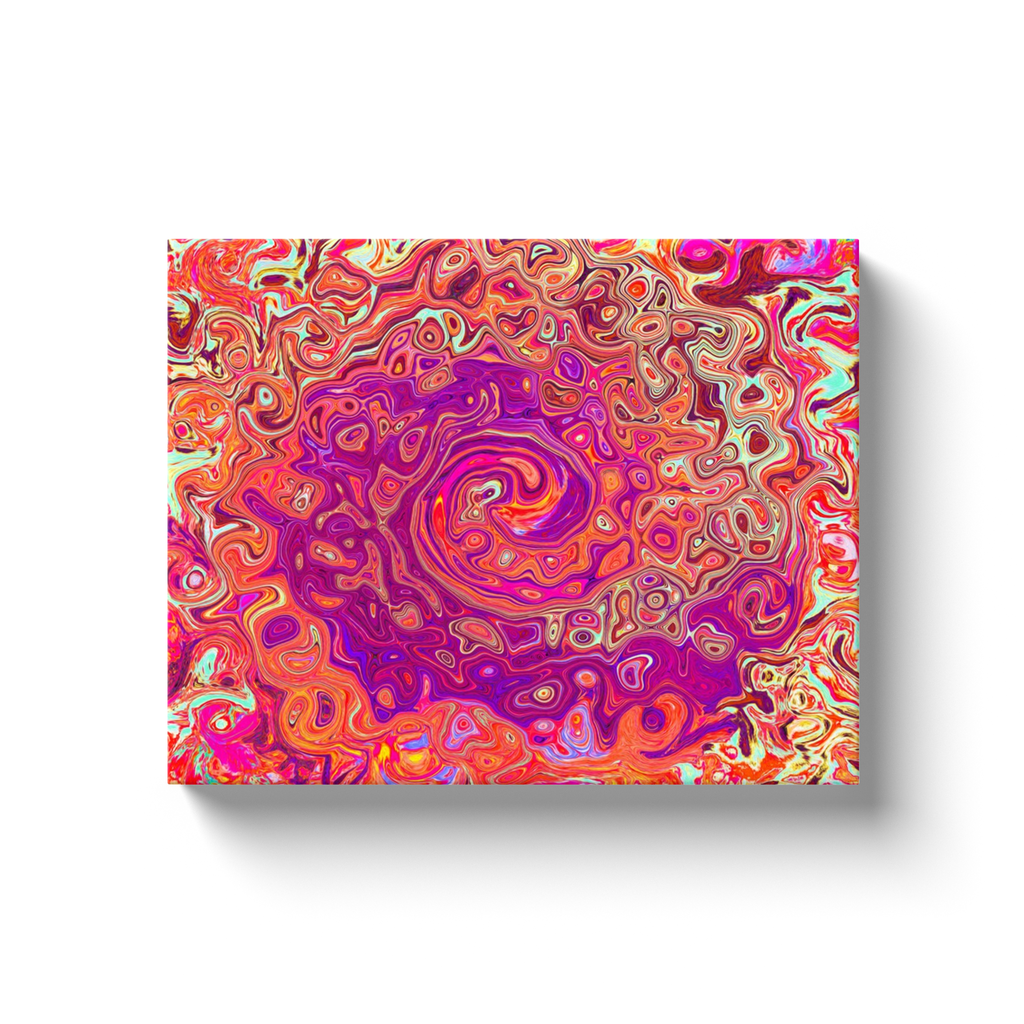 Canvas Wrapped Art Prints, Retro Abstract Coral and Purple Marble Swirl