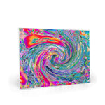 Glass Cutting Boards, Abstract Floral Psychedelic Rainbow Waves of Color