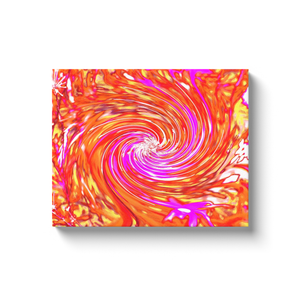 Canvas Wrapped Art Prints, Abstract Retro Magenta and Autumn Colors Floral Swirl