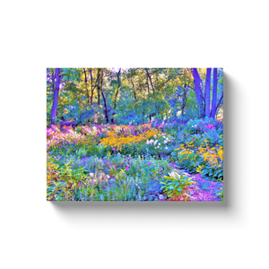 Canvas Wrapped Art Prints, Yellow Flower Garden Trees and Hydrangea