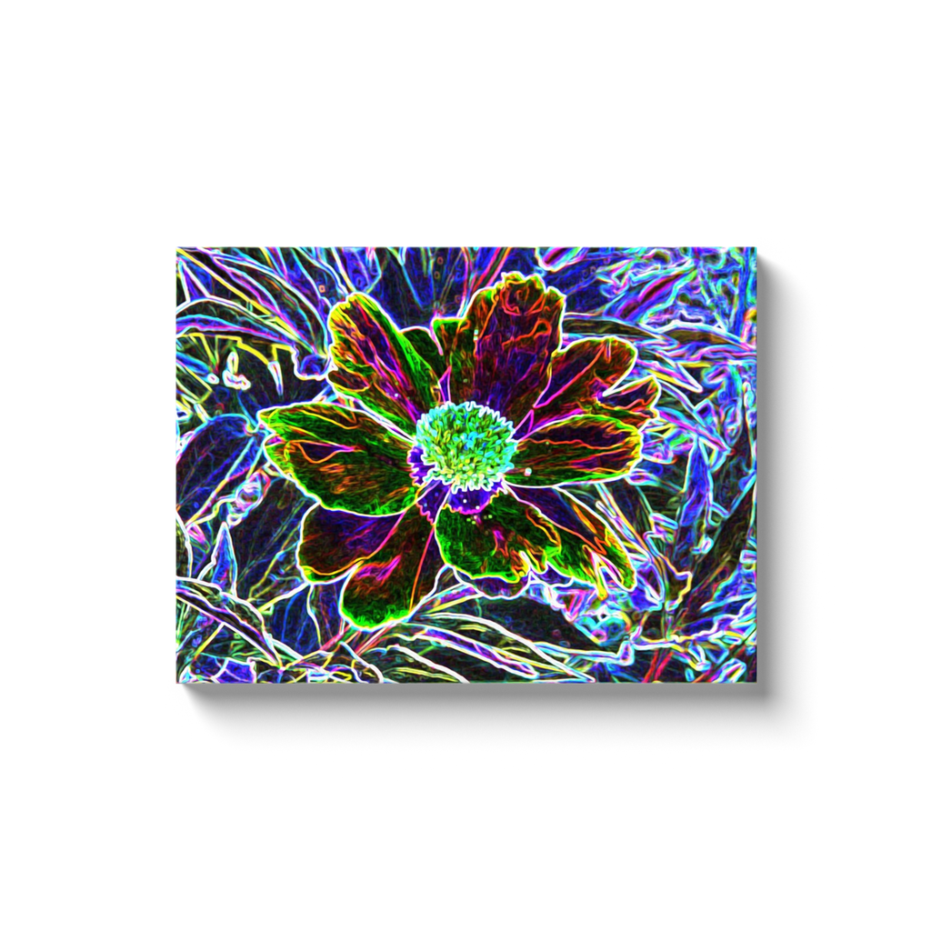 Canvas Wraps, Abstract Garden Peony in Black and Blue