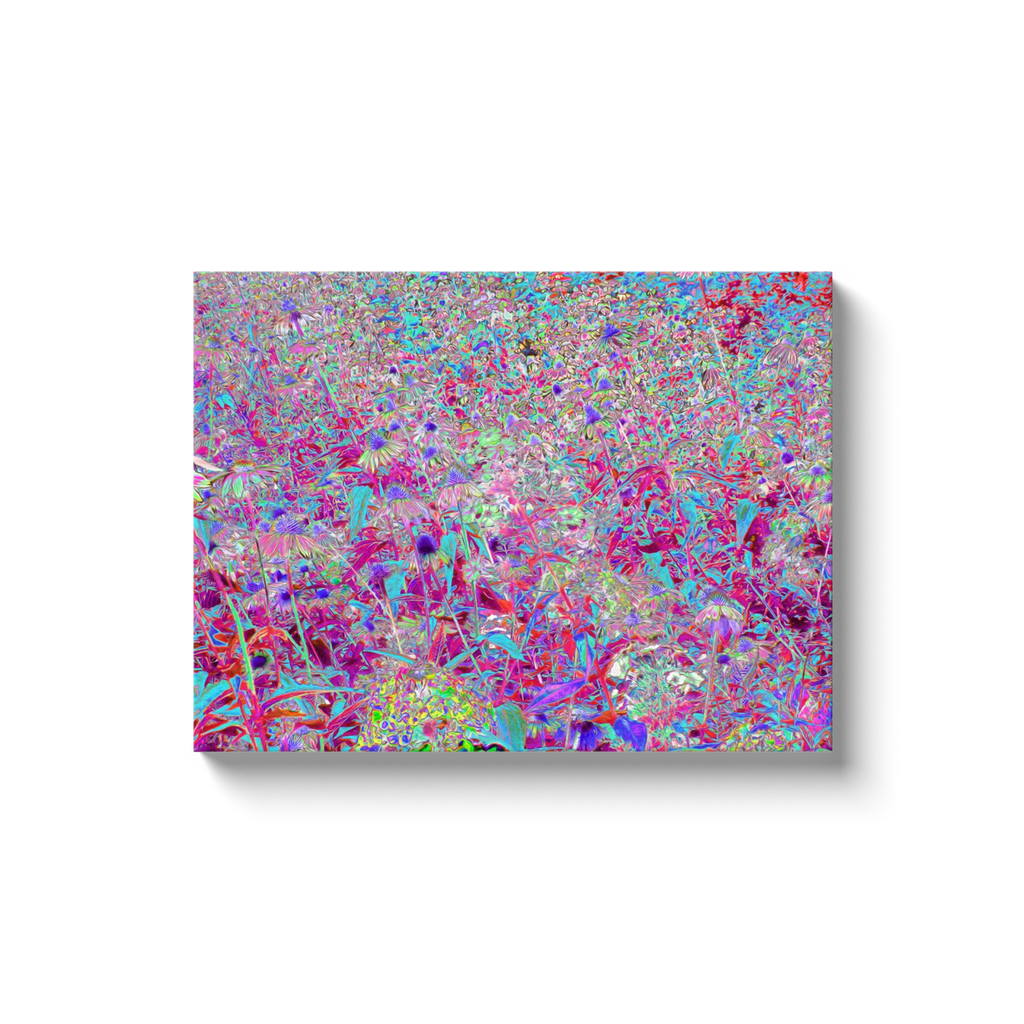 Canvas Wraps, Abstract Purple, Aqua and Pink Coneflower Garden