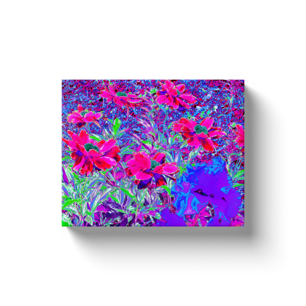 Canvas Wrapped Art Prints, Psychedelic Purple, Red and Magenta Flowers