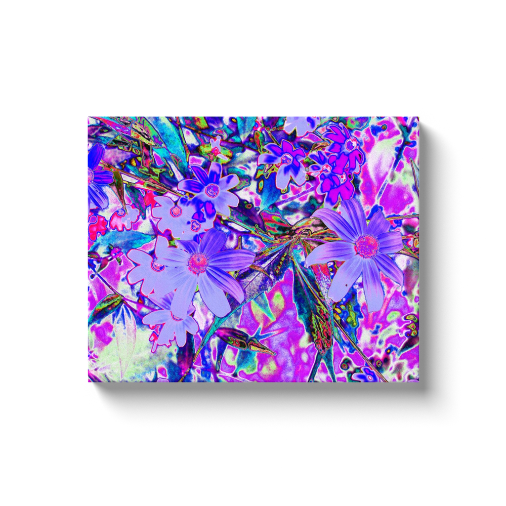 Canvas Wrapped Art Prints, Trippy Purple and Magenta Colorful Wildflowers