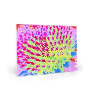 Glass Cutting Boards, Multicolored Rainbow Abstract Cone Flower
