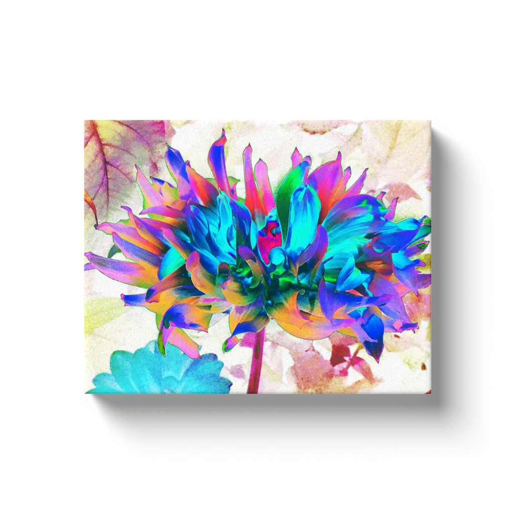 Canvas Wrapped Art Prints, Stunning Watercolor Rainbow Cactus Dahlia